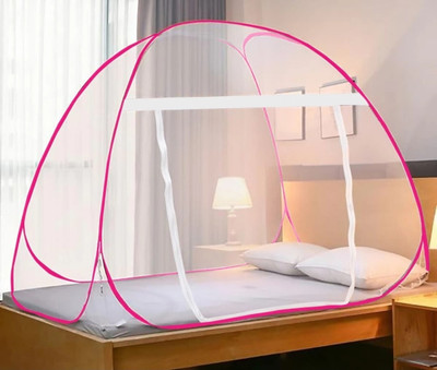 ALFEN Polyester Adults Washable Mosquito Net for Double Bed King Size Foldable, Strong and Durable Tent Mosquito Net(Pink, Tent)