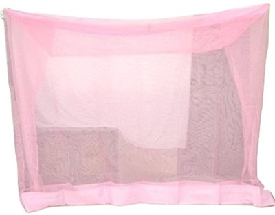 Dreams Polyester Adults Washable polycotton single bed mosquito net 4x6 ft soft Mosquito Net(Pink, Bed Box)