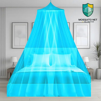 MosquitoNet Polyester Adults Washable PC Mosquito Net Round Macchardani ( 7x7 King Size & Double Bad) Mosquito Net(Sky Blue, Ceiling Hung)