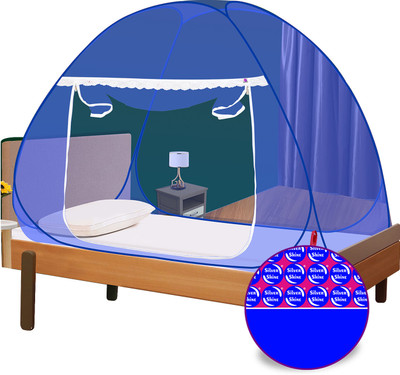 Shreenathji Jewellers Polyester Adults Washable King Size Foldable & Portable Double bed Mosquito net Mosquito Net(Blue, Tent)