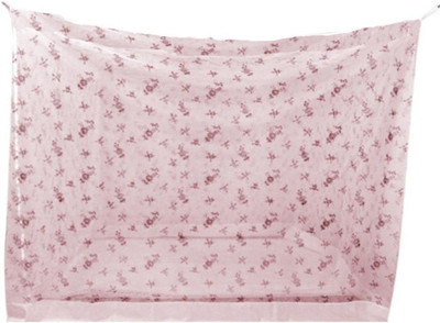 ANS 5 X 6.5 FT Queen BED size mosquito net with cotton border Polyester Washable Adults Mosquito Net(Pink, Frame Hung)