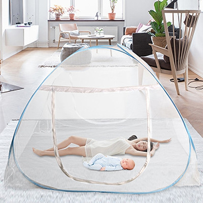 Aetrius Polyester Adults Washable Blue Mosquito Net Double Bed Nets for King Size Foldable Adult Mosquitoes/Machhardani Protection Net - Blue Mosquito Net(Sky Blue, White, Tent)