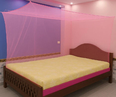 Mehon Craft Polyester Adults Washable Mosquito Net Double Bed (Size 6x7-ft) Mosquito Net(Pink, Bed Box)