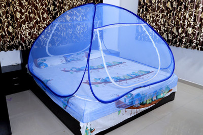RIDDHI Polyester Adults Washable Blue Mosquito net (6x6 ft) Mosquito Net(Blue, Tent)