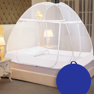 Everway Mosquito Net for Double Bed King Size Foldable, Strong and Durable Tent Polyester Washable Adults Mosquito Net(White, Tent)