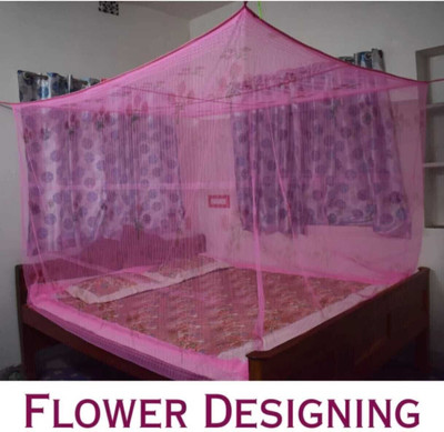 AasthaNet PARAGON SIZE 6*7 HDPE - High Density Poly Ethylene Washable Adults Mosquito Net(Pink, Bed Box)