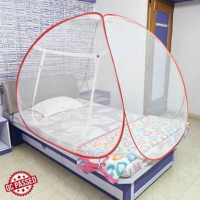 Flipkart SmartBuy Polyester Adults Washable KING DOUBLE BED Mosquito Net(Red & White, Tent)