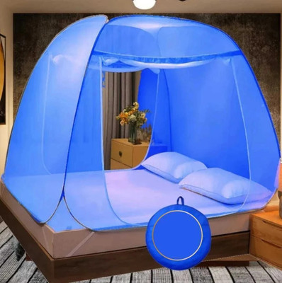 zeroes for Double Bed King Size Foldable, Strong and Durable Tent Polyester Washable Adults Mosquito Net(Navy Blue, Tent)