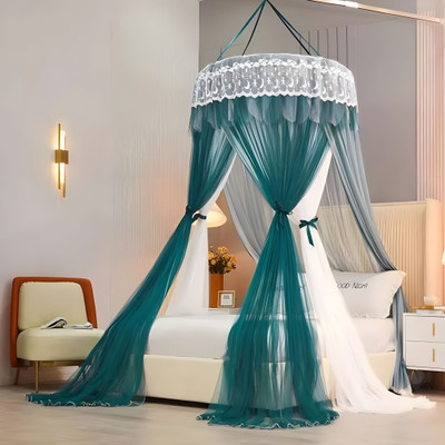 VVS Mosquito net(Machhardani) Double bed free Size) Dark Green Polyester Washable Adults Mosquito Net(Dark Green, White, Tent)