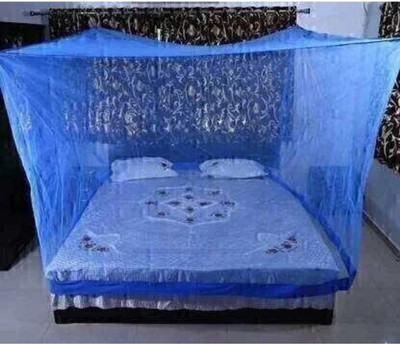 JK TEXTILE Polyester Adults Washable Omono Mosquito Net(Blue, Bed Box)
