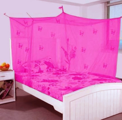 Mehon Craft HDPE - High Density Poly Ethylene Adults Washable Mosquito Net for Double Bed Machardani Net (Size 6x7-feet) Mosquito Net(Pink, Tent)
