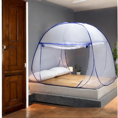 SIFRA Polyester Adults Washable Mosquito Net, Polyester Foldable King Size Bed Mosquito Net(Blue, Tent)