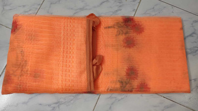 BRISHTI CREATIONS Polyester Adults Washable MN-221 Mosquito Net(Orange, Bed Box)