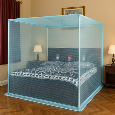 JIWA ESSENCE Cotton Adults Washable Cotton Mosquito Net for Double Bed-Wave Pattern New Model King Size Machardani Mosquito Net(Light Pink, Bed Box)