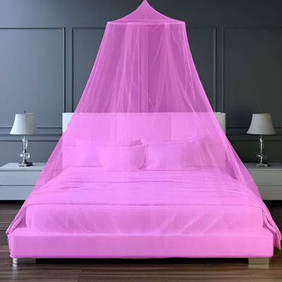Maruti Enterprise Polyester Adults Washable Double bed(Round) Mosquito Net(Pink, Ceiling Hung)