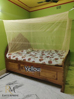 Rm Enterprises Polyester Adults Washable TIKTOK YELLOW 6X7 ft Mosquito Net(Yellow, Bed Box)