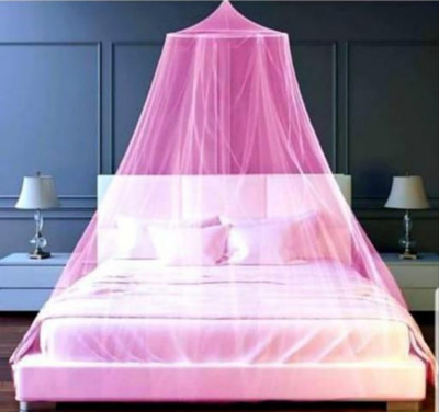 O AND M FASHION Polyester Adults Washable Round Ceiling Hung Pink Mosquito Net(Pink, Ceiling Hung)