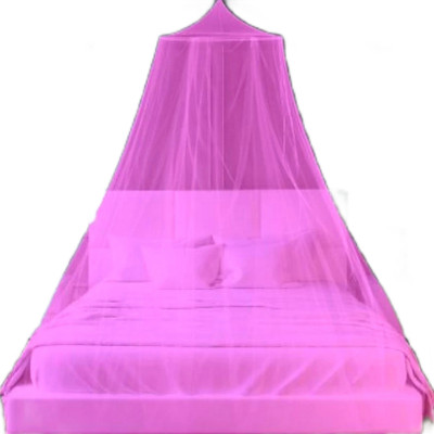 RAKHADU COLLECTION Polyester Adults Washable Double Bed [Round] Mosquito Net Mosquito Net(Pink, Ceiling Hung)