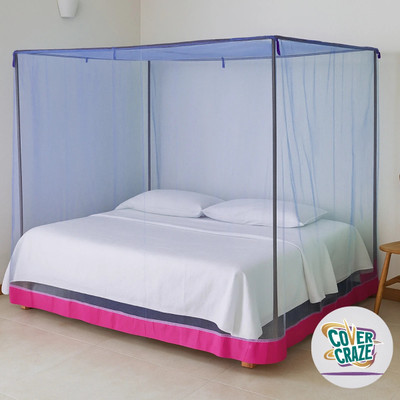 CoverCraze Polyester Adults Washable CC INSECT AND MOSQUITO NET for 2 persons Mosquito Net(Blue, Tent)