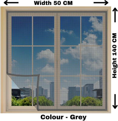 Luckwood Fibre Adults Washable Fiberglass Mosquito net for window self Adhesive hook & loop, Grey-140x50 cm Mosquito Net(Grey, Frame Hung)