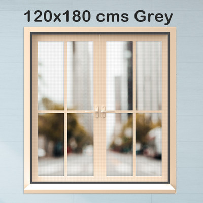Classic Mosquito Net Fibre Adults Washable Pre Stiched for Mosquito Protection with self Adhesive hook & loop tape (120 cm X 180 cm) Window Mosquito Net(Grey, Frame Hung)
