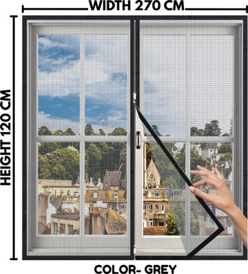 Woodluck Pre-Stitched | Zipper Mosquito Net for Window Fibre Washable Adults Mosquito Net Fibre Washable Adults Mosquito Net(Black, Ceiling Hung)