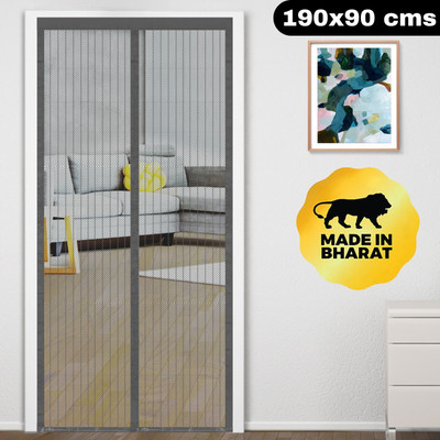 Classic Mosquito Net Polyester Adults Washable (190 cm X 90 cm, Grey) Magnetic Screen Polyester Door Net Mesh with Full Frame Hook&Loop Mosquito Net(190x90-Grey-Poly, Frame Hung)