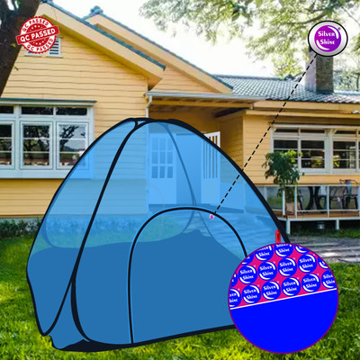 SILVER SHINE Polyester Adults Washable Polyester Adults Washable Heavy Quality Foldable Double Bed Tent Mosquito Net Mosquito Net(SkyBlue, Tent)