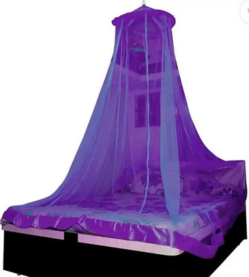 MosquitoNet Polyester Adults Washable Pal Creation Mosquito Net Round Macchardani ( 7x7 King Size & Double Bad)-06 Mosquito Net(Purple, Ceiling Hung)