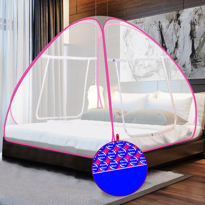 SILVER SHINE Polyester Adults Washable Polyester Adults Washable Foldable Mosquito net for Double Bed Mosquito Net Mosquito Net(Pink, Tent)