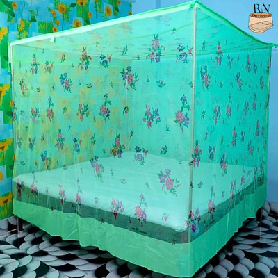 RN ENTERPRISE Polyester Adults Washable Queen Size Bed (6x7 Ft) Mosquito Net(Mint Green, Bed Box)