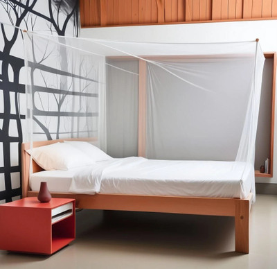 CoverCraze HDPE - High Density Poly Ethylene Adults Washable single bed mosquito and insect protection net Mosquito Net(White, Bed Box)
