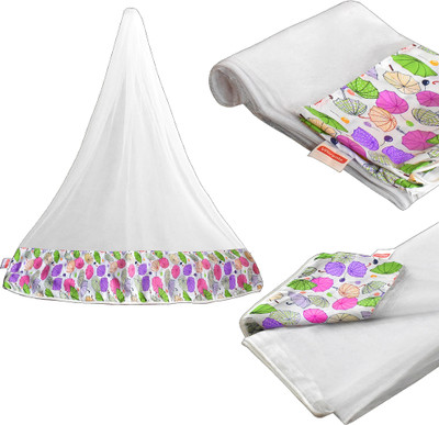 VParents Polyester Infants Washable Mosquito Net for Baby Cradle Jhula Saree Swing with Zip Opening at bottom Mosquito Net(Pink, Tent)
