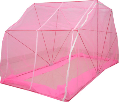 Elegant Mosquito Net Nylon Adults Single Bed Mosquito Polynet Mosquito Net(Pink, Frame Hung)