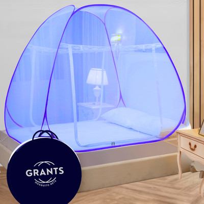 Grants Polyester Adults Washable Double bed 6x6 6.5x6.5 ft Mosquito Net(Blue, Tent)