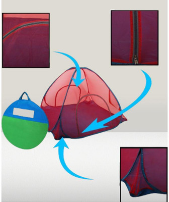 Rsmosquito Polyester Adults Washable Foldable mosquito net_A1 Mosquito Net(Red, Bed Box)