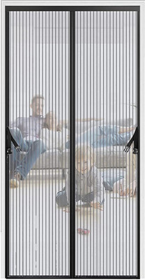 KARP Polyester Adults Washable Door Mosquito net with Magnet Mosquito Net(Black, Frame Hung)