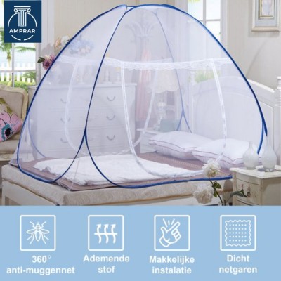 Amprar Polyester Adults Washable Classic Mosquito Net Polyester Adults Mosquito Net(Blue, Tent)