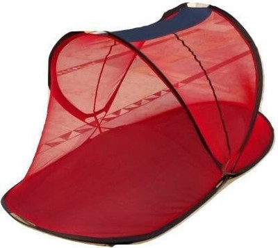 grean Polyester Adults Washable Single Red Mosquito Net(Red, Bed Box)