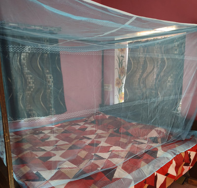 Masari Fibre Adults Washable Disco Mosquito Net(Blue, Bed Box)