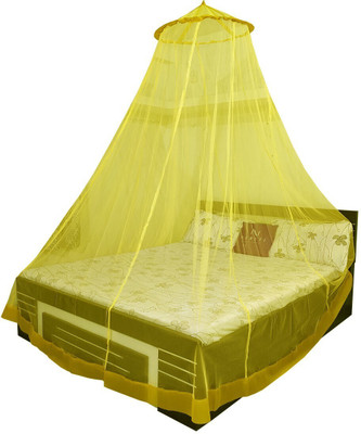 Neruti Enterprise Polyester Adults Washable Double bed (Round) Mosquito Net(Yellow, Ceiling Hung)