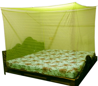 Mehon Craft Polyester Adults Washable Mosquito Polyester Fab Net (Size 7x7-ft) Mosquito Net(Light Green, Bed Box)