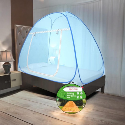 Mosari Nylon Adults Washable Mosquito Net Single Bed Tent pack 1 Blue_1004 Mosquito Net(Blue, Tent)