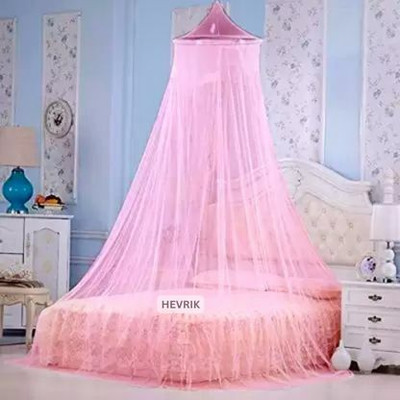 Radhekrishna Enterprises Polyester Adults Washable RK_Quality Round Mosquito Net(Pink, Ceiling Hung)