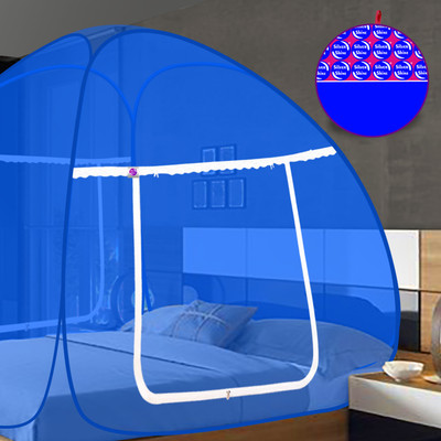 Shreeji Polyester Adults Washable Mosquito Net Polyester Foldable for king size Dark Blue And Blue Color Patti Mosquito Net(Blue, Tent)