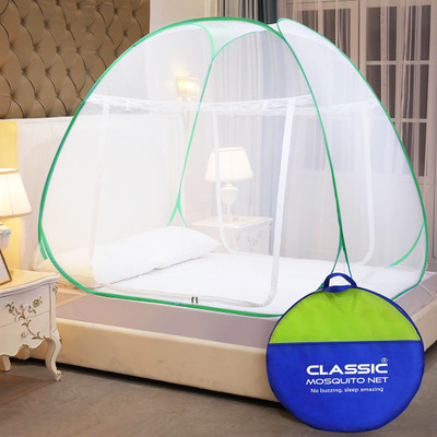 Classic Mosquito Net Polyester Adults Washable Foldable, king Size bed & Double Bed Mosquito Net(Green, Tent)