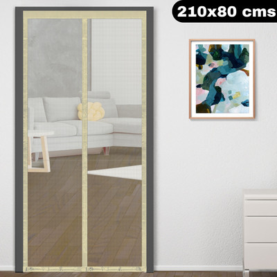 Classic Mosquito Net Fibre Adults Washable (210 cm X 80 cm) Magnetic Screen Fiberglass Mesh Curtain Patio Door Net with Full Frame Hook&Loop Mosquito Net(210X80-IVORY-FG, Frame Hung)