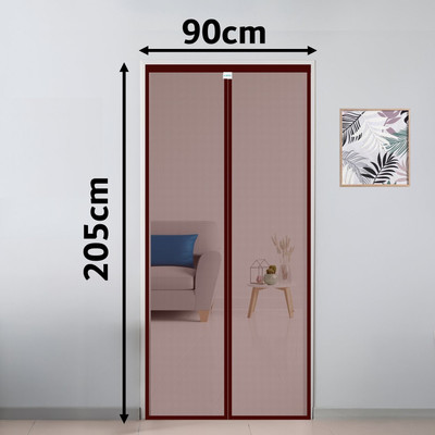 SafeMyles Auto-Closing Magnetic Door Polyester Washable Adults Mosquito Net(Brown-205*90cms, Frame Hung)