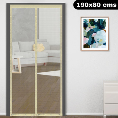 Classic Mosquito Net Fibre Adults Washable (190 cm X 80 cm)Magnetic Screen Door Net with Full Frame Hook&Loop Mosquito Net(190X80-IVORY-FG, Frame Hung)