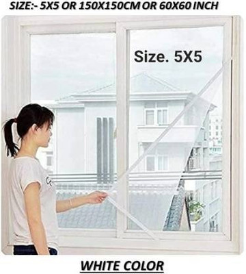 ZIMBLE Cotton Adults Washable Window Net Mesh 120 GSM Insect Net, White, 4x5 ft Window Mosquito Stitched Net Mosquito Net(5x5 White, Frame Hung)
